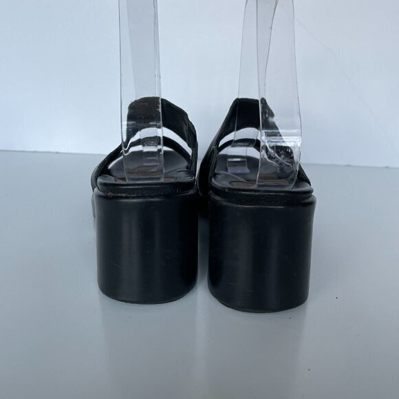 NAOT Two-Strap Leather Slip on Heeled Sandals Black 6 - Picture 4 of 9